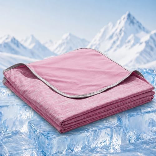 Cooling Blanket for Hot Sleepers - Lightweight Breathable Cool Cold Blanket - Keep Cool for Night Sweats, Soft Thin Ice Throw Blankets for Bed Couch Sofa, (Pink, 50"x70") by Unknown