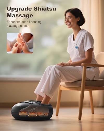 Beleduc Foot Massager with Heat and Compression, Deep Kneading Shiatsu Foot Massage for Plantar Fasciitis, Neuropathy & Circulation, 3 Intensities, Washable Covers, Fits Up to Men Size 14, Black - Image 2
