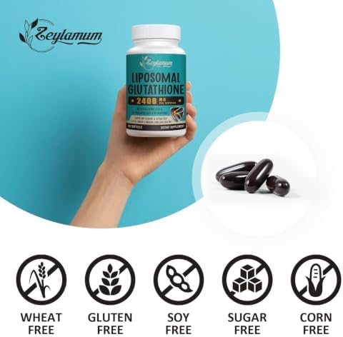 Zeylamum 2400 MG Liposomal Glutathione Softgels, Max Absorption, Active Form L-Glutathione Reduced (GSH), with Hyaluronic Acid, Resveratrol, Master Antioxidants for Brain, Immune System, 120 Softgels - Image 6