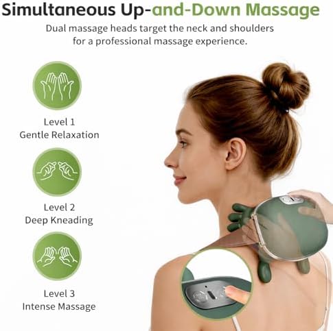 Neck and Shoulder Massager with Heat, 4D Shiatsu Deep Tissue - Image 3