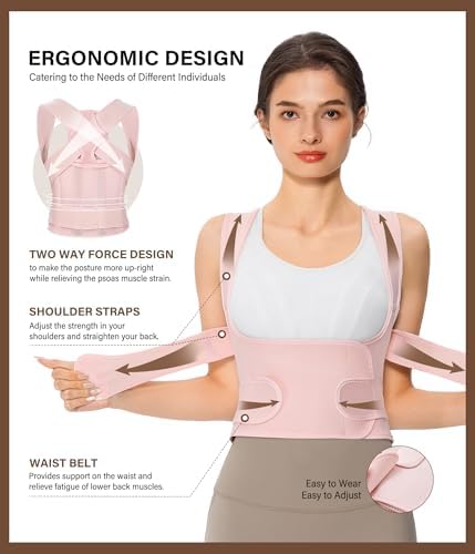 URSEXYLY Back Brace Posture Corrector for Women and Men, Breathable Shoulder Brace, Upper and Lower Back Pain Relief, Adjustable Full Back Support(Medium,Pink) - Image 5