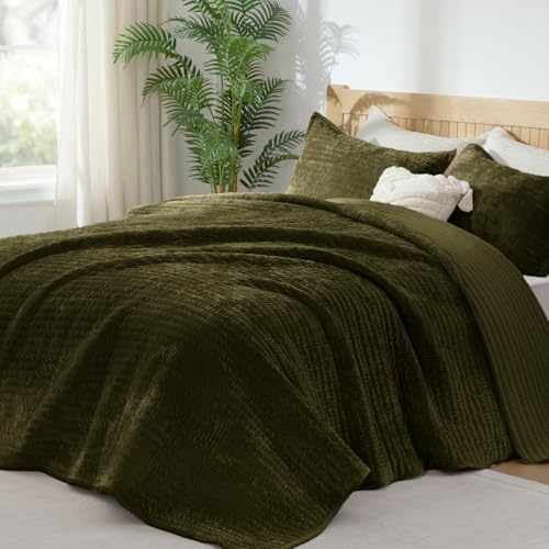 BEDELITE Velvet Quilt Set King Size, Luxury Velvet Comforter Bedding by BEDELITE