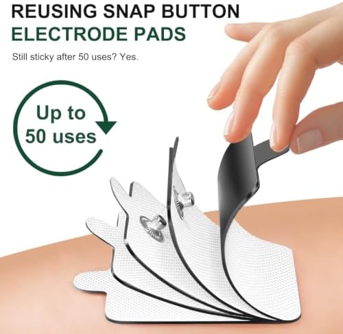 Belifu TENS Unit Electrode Pads Reusable Self-Adhesive Replacement Massage Pads Latex Free, Standard Connection Snap on 3.5mm Cable for Tens EMS Massager - Image 6