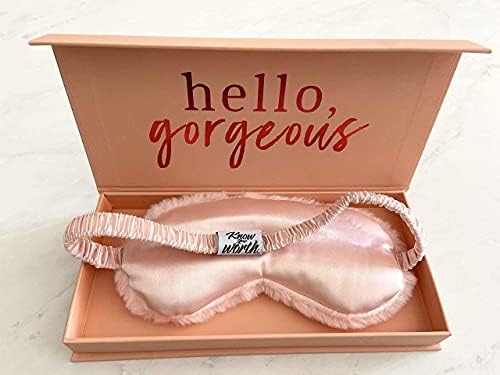 Know Your Worth 100% Mulberry Silk Sleep Eye Mask + Luxury Gift Box - Soft Faux Fur on One Side, Silk on Other - 100% Blackout - Best Gift for Her - Image 4