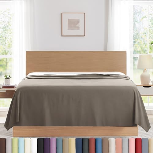 Microfiber King Flat Sheet Only Oversized King Size Top Sheet Dark Taupe by SouthshoreFineLivingInc