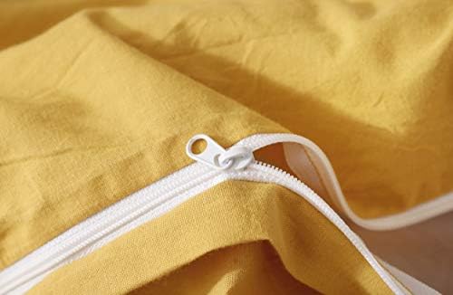 F.Y.Dreams 100% Washed Cotton Duvet Cover for Weighted Blanket 60x80 inches with 16 Ties, Zipper on Long Side/Yellow/Just Duvet Cover - Image 3