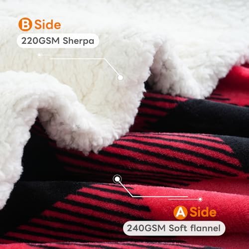 Gracelife Sherpa Fleece Throw Blanket for Couch, Fluffy Plush Warm Fuzzy Blanket for Women and Men, Cozy Thick Soft Twin Blanket for Bed (Red, 80"*90") - Image 6