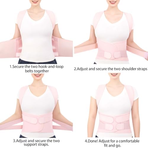 Posture Corrector for Women and Men, Back Brace with Adjustable Shoulder Brace, Full Support Waist Belt and Lumbar Panel, Spine Alignment Posture Trainer for Neck, Shoulder, Upper and Lower Back Support, Slouching and Hunchback Corrector (Pink, Small) - Image 5