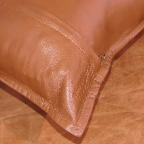 LL LEATHER LOVERS 100% Lambskin Leather Pillow Cover - Sofa Cushion Case - Decorative Throw Covers for Living Room & Bedroom, Mango Tan Antique Pack of 2-12X20 Inch - Image 6
