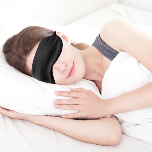 2 PCS Black Satin Sleep Masks, Adjustable Silk Eye Mask for Sleeping, Blind Folds Soft Breathable Blindfold for Adults Couples Play Party Games Airplane Travel Essentials Eye Covers Patches Night Mask - Image 2