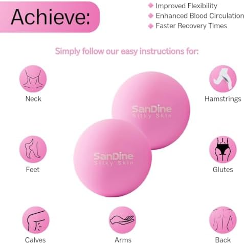 Lacrosse Massage Balls for Deep Tissue Massage - Release Tension Relieve Muscle Soreness Improve Flexibility - Ideal for Myofascial Release Trigger Point Therapy - 2Pack Yoga Balls by Sandine (Pink) - Image 3