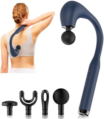 Massage Gun Deep Tissue with Extended Handle Revolutionary U-Shaped Back Massager,Body Massager for Neck,Shoulder,Leg(Dark Blue) by INKEER