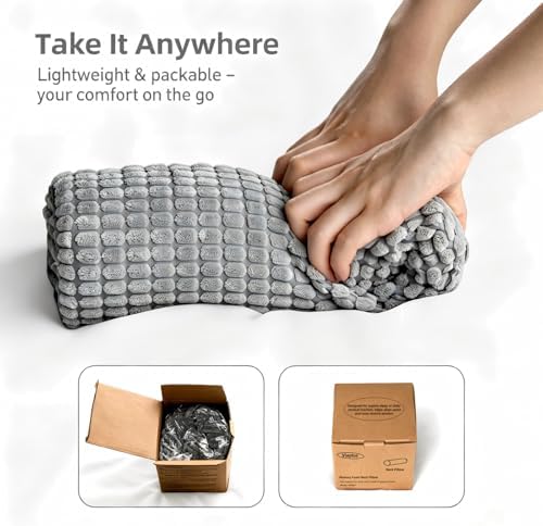 Cervical Pillow for Neck Pain, Memory Foam Neck Roll – Grey - Image 6