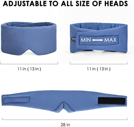 FRESHME Pure Handmade Cotton Sleep Mask - Blackout Eye Mask with Adjustable Velcro Soft and Comfortable Eye Blinder Shade for Men Women Travel Office Nap Airplane Blue - Image 4
