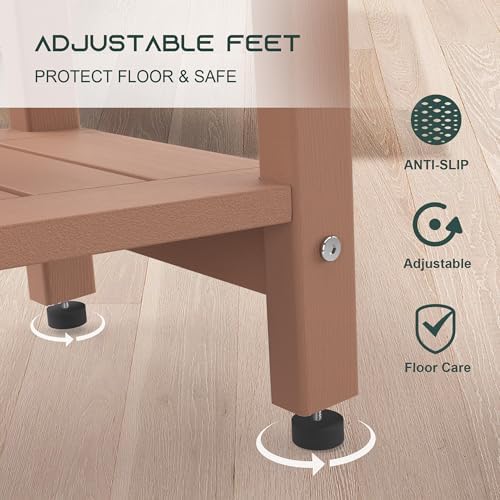 Waterproof HDPE Shower Bench for Inside Shower, Shower Stool, Brown - Image 5