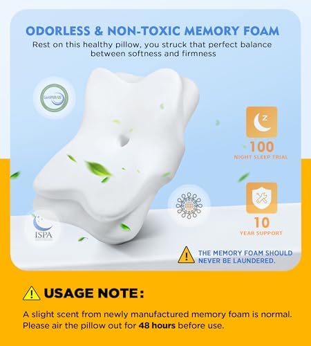 Osteo Sustained Cervical Health Neck Pillow, Contour Zoned Design Ergonomic Pillow for Pain Relief, No-Temperature Affected Memory Foam Pillows, Cooling Pillow Support Side, Back, Stomach Sleeper - Image 5