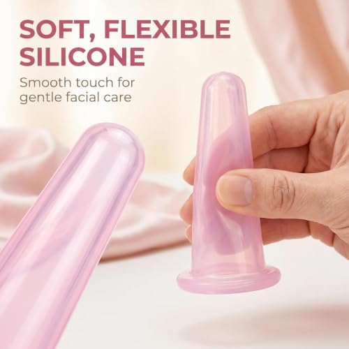 BWESOO 4Pcs Massage Cupping Set Silicone Mini Facial Cups Face Massager Helper Skin Care Neck Back Eyes Massaging Cup Safe to Use, Don't Worry About Burns Health Care Products (Pink) - Image 4