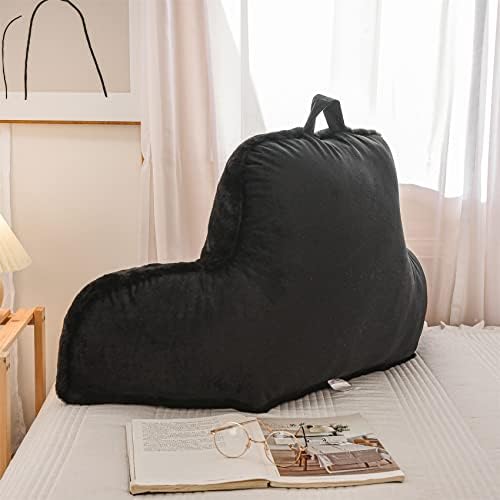 Aimuan Reading Pillow Bed Rest Pillow with Arms Rabbit Fur Cushion for Adults Teens Incline Rest Sitting up & Sleeping Snoring Pillow with Pregnancy Lumbar Back Support (Standard, Black) - Image 2