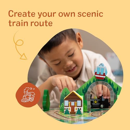 Melissa & Doug Take-Along Railroad Tabletop Playset with Wooden Train Toys, Animals & Scenery Play Pieces, Preschool Learning Toys for Girls & Boys 3+ - FSC Certified - Image 3