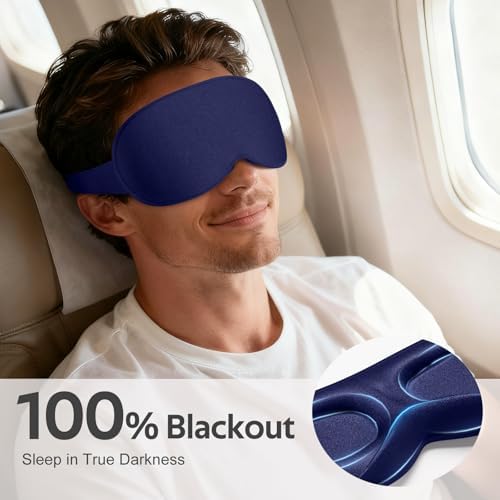 Vynix® Sleep Mask for Men Women - 100% Blackout Eye Masks for Sleep - 3D Soft Sleeping Mask for Side Sleepers - Zero Pressure Lash Extensions Eye Cover Shade for Airplane Travel Essentials, Blue - Image 2