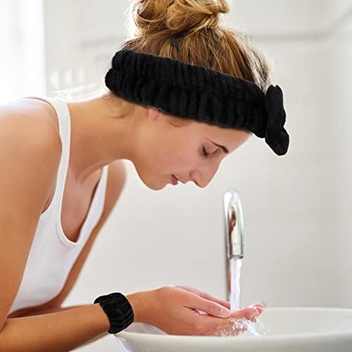 WHAVEL 6PCS Spa Headband and Wristbands Set, Face Wash Headband Wrist Bands for Washing Face Makeup Skincare Hair Band Skin Care Accessories Tools - Image 5