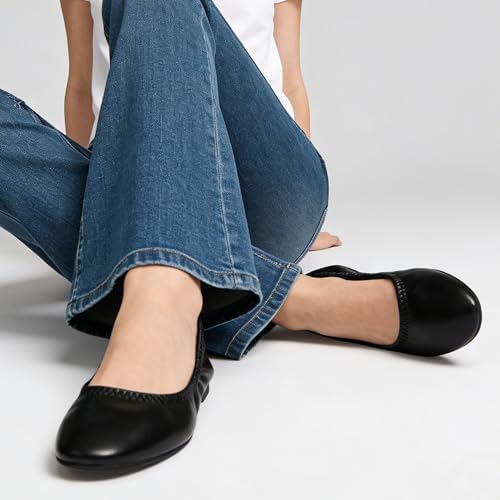 LM Women's Ballet Flats Round Toe Slip On Flats Shoes Casual Dress Shoes Foldable Portable Travel Ballet Flat - Image 2