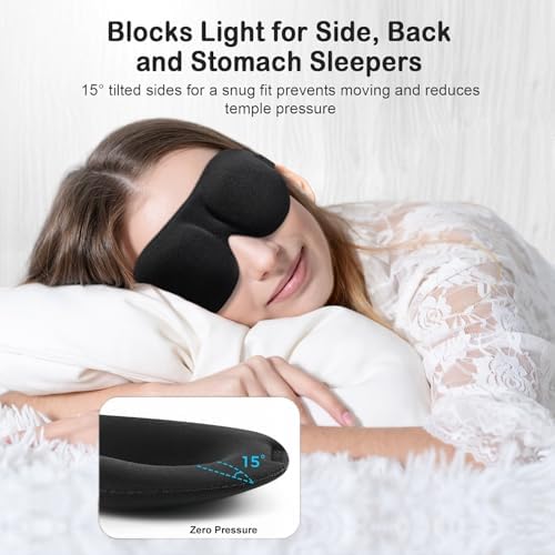 YIVIEW Sleep Mask for Back and Side Sleeper 3 Pack, 100% Blackout Eye Mask - Image 3