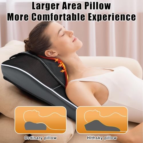 Shiatsu Back and Neck Massager with Heat. Back Massager for Pain Relief deep Tissue, 3D Kneading Massage Pillow or Back,Shoulder,Leg,Gifts for Mom,Dad,Women (Black) - Image 2