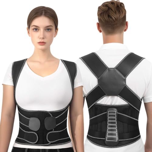 Back Brace Posture Corrector for Women and Men Upgraded Dynamic Traction Correction System Adjustable Shoulder Support Straightener Helps Reduce Upper Lower Back Pain Suitable for Hump Scoliosis Black XX-Large by YCCTVAR