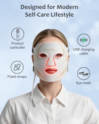 Red Light Therapy for Face, 8 Light Modes & 850NM Infrared LED Face Mask Light Therapy with 288 LEDs 3-in-1 Chip, Auto Cycle, Rechargeable Remote,Cordless Red Light Mask Skincare for Home Travel - Image 6
