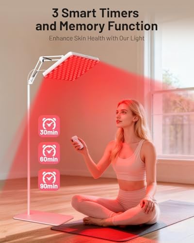 SUXIO Red Light Therapy for Face & Body, 165 Red LED Therapy Lamp, Red Light Therapy Panel with Remote, Deep 660nm - 820nm Near Infrared Light Therapy for Body, White-01 - Image 6