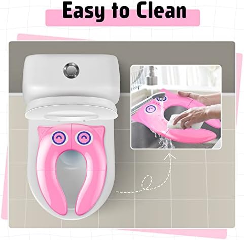 Maliton Foldable Travel Potty Training Seat for Toddlers, Pink Owl - Image 5