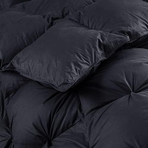 Luxurious All-Season Goose Down Feather Fiber Comforter Super King Size Duvet Insert (120x120), Exquisite Pinch Pleat Design- Black, Premium Baffle Box, 100% Egyptian Cotton Cover, 85 oz. Fill Weight - Image 7