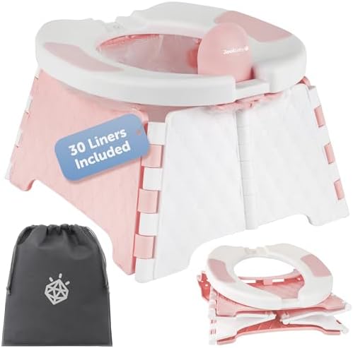 Jool Baby Portable Potty Training Chair with Travel Bag and 30 Liners, Foldable, Indoor/Outdoor Use, Camping (Pink) by Unknown