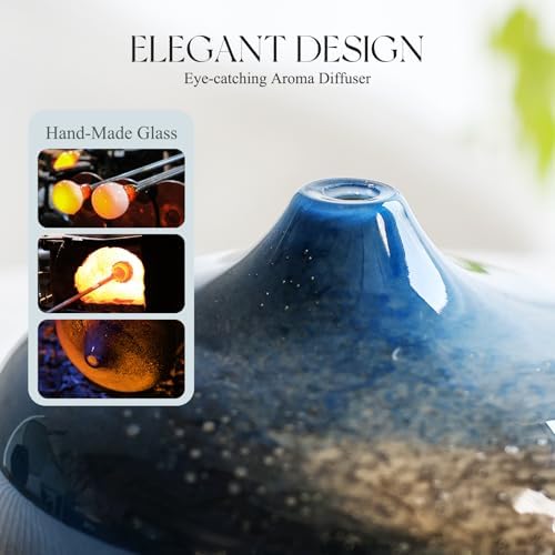 Porseme 500ml Glass Essential Oil Diffuser Aromatherapy Ultrasonic Cool Mist Humidifier 15-21 Running Hours Waterless Auto-Off Air Diffusers for Sleeping Yoga Working Spa(Galaxy) - Image 5