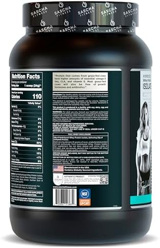 SASCHA FITNESS Hydrolyzed Whey Protein Isolate,100% Grass-Fed (2 Pounds, Cookies & Cream) - Image 4