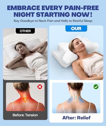 Sleep Doctor Approved Cervical Neck Pillow for Sleeping, Ergonomic Contour Side Sleeper Pillows for Adults, Cooling Orthopedic Pillow for Pain Relief Support, Memory Foam Pillows Back Stomach Sleepers - Image 2