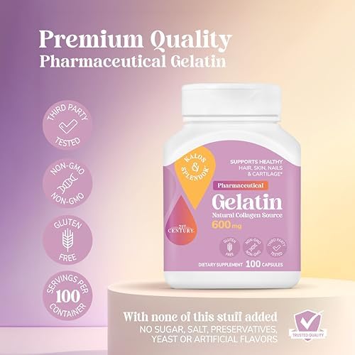 21st Century Gelatin 600mg Capsules for Hair, Skin & Nails, 100 Count - Image 4