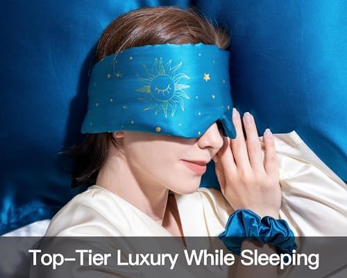 Fleur&Yang Silk Sleep Mask, Adjustable Blackout Sleeping Mask for Men Women, Soft Breathable 100% Mulberry Silk Fabric, Cooling Eye Cover Blindfold for DeepSleep or Meditation(Luna) - Image 2