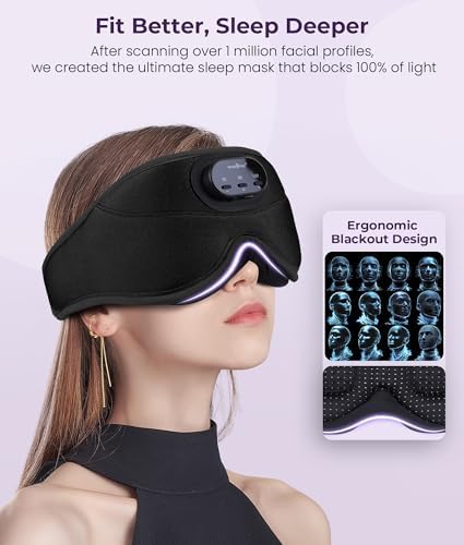 MUSICOZY Sleep Headphones Bluetooth 5.4 with Smart Timer 3D Eye Mask - Image 3