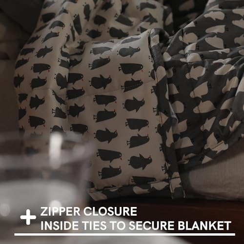YnM Cotton Duvet Cover for Weighted Blankets (Penguin, 41''x60'') - Image 3