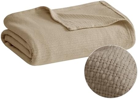 Madison Park 100% Cotton Breathable Queen Size Blanket for Bed, Khaki by MADISONPARK
