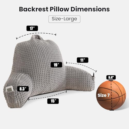 Reading Pillow with Arms for Bed Sitting,Gray Flannel - Image 3