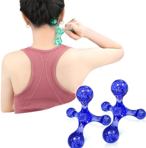 Trigger Point Massage Tools - 2 Pcs 4 Press Point Self Massage Balls Manual Massager for Deep Tissue Pain Relief (Blue) by Price+Xes