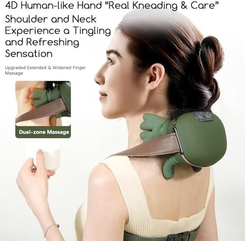 Upgraded Neck and Shoulder Massager,Professional Shiatsu Neck Massager,Portable Deep Tissue 4D Kneading with Heat,Intelligent Simulated Human Hand Design for Pain Relief and Muscle (Green) - Image 6