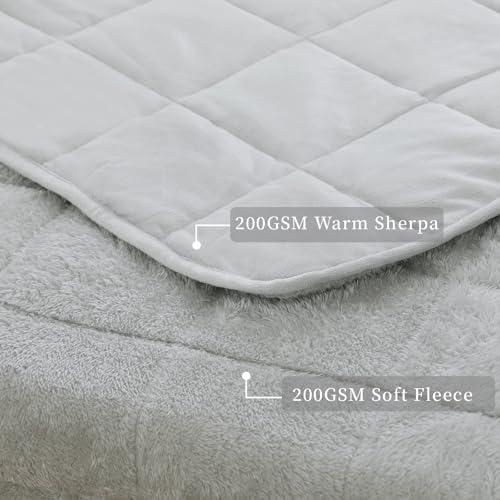 Weighted Blanket, Plush Fleece Blanket Ultra Soft - Fluffy Cozy Throw for Bed Couch Sofa, Warm Fuzzy Blanket for Adults (Light Grey, 60"x80" 20 lbs) - Image 5