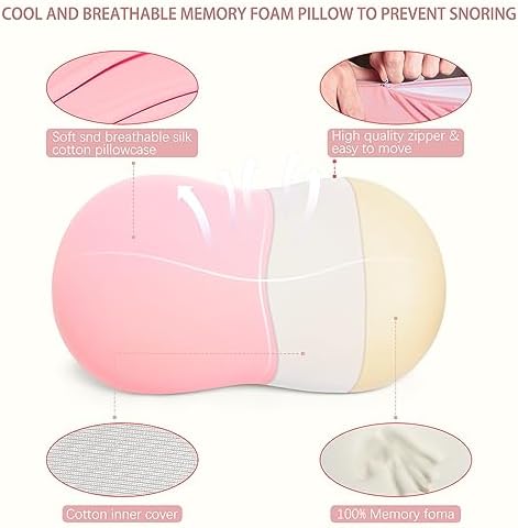 Cervical Memory Foam Pillow: Neck Pillows for Pain Relief Sleeping - Ergonomic Pillow for Neck and Shoulder Pain | Contour Support Bed Pillow for Side Back Stomach Sleepers (Pink) - Image 4