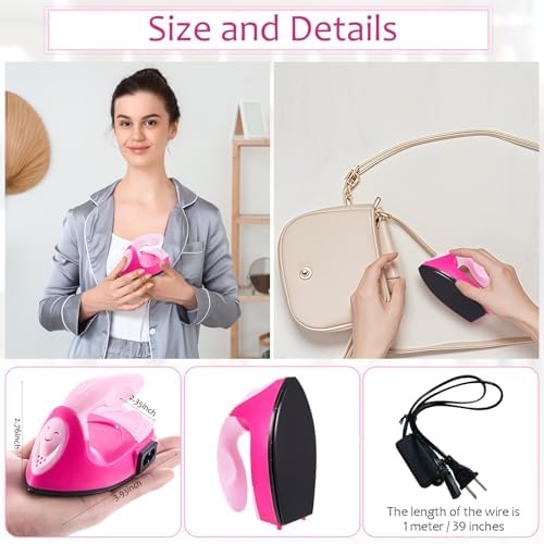Honoson Mini Craft Iron with Charging Base Tiny,Pink, Light Pink - Image 2
