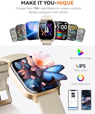 Smart Watches for Women Men, Fitness Tracker Watch with 110 Sports Modes, Step Counter/Sleep Monitor/Pedometer, IP68 Waterproof, Bluetooth Call & Music Control Smartwatch for iPhone/Android,Gold - Image 5