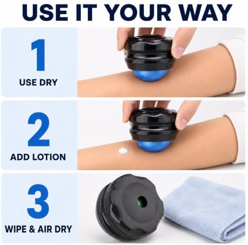 Manual Massage Ball Roller for Essential Oils & Lotion - Blue Handheld Deep Tissue Massager for Back, Neck & Foot Relief - Image 7